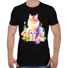 PRINTFASHION Színes maine coon - Férfi póló - Fekete férfi póló