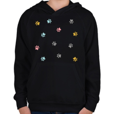 PRINTFASHION Színes mancsok - Gyerek kapucnis pulóver - Fekete