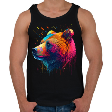 PRINTFASHION Színes medve portré - Férfi atléta - Fekete