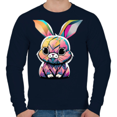 PRINTFASHION Színes nyuszi - Férfi pulóver - Sötétkék