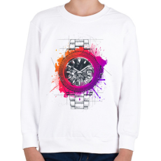 PRINTFASHION Színes óra - Gyerek pulóver - Fehér