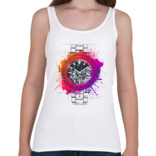 PRINTFASHION Színes óra - Női atléta - Fehér női trikó