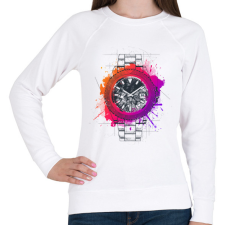 PRINTFASHION Színes óra - Női pulóver - Fehér női pulóver, kardigán