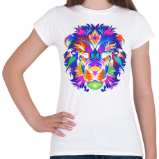PRINTFASHION Színes oroszlán - Női póló - Fehér
