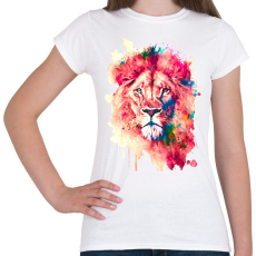 PRINTFASHION Színes oroszlán - Női póló - Fehér