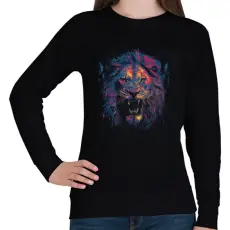 PRINTFASHION Színes oroszlán - Női pulóver - Fekete