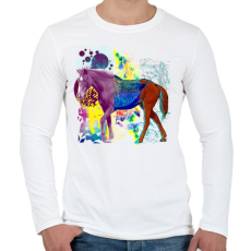 PRINTFASHION Színes paripa - Férfi hosszú ujjú póló - Fehér