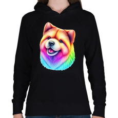 PRINTFASHION Színes pomerániai törpespicc  - Női kapucnis pulóver - Fekete