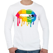 PRINTFASHION Színes száj - Férfi hosszú ujjú póló - Fehér férfi póló