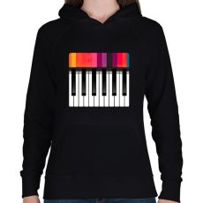 PRINTFASHION Színes szintetizátor - Női kapucnis pulóver - Fekete