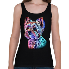 PRINTFASHION Színes yorkshire terrier kutya  - Női atléta - Fekete női trikó