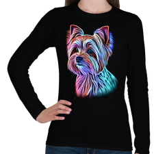 PRINTFASHION Színes yorkshire terrier kutya  - Női hosszú ujjú póló - Fekete női póló