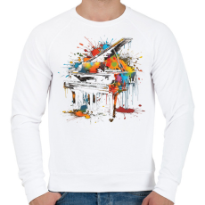 PRINTFASHION Színes zongora - Férfi pulóver - Fehér