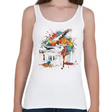PRINTFASHION Színes zongora - Női atléta - Fehér női trikó