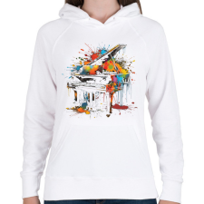PRINTFASHION Színes zongora - Női kapucnis pulóver - Fehér női pulóver, kardigán