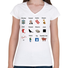 PRINTFASHION Szinészek - Női V-nyakú póló - Fehér