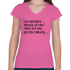 PRINTFASHION Szingli csajos - Női V-nyakú póló - Rózsaszín női póló
