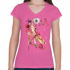 PRINTFASHION szitakötö 2 - Női V-nyakú póló - Rózsaszín női póló