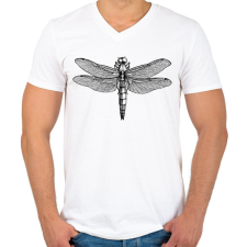 PRINTFASHION Szitakötő - Férfi V-nyakú póló - Fehér férfi póló