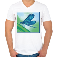 PRINTFASHION Szitakötő - Férfi V-nyakú póló - Fehér