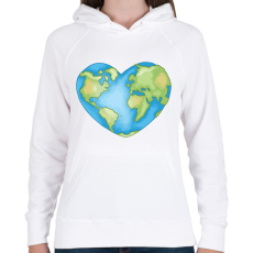 PRINTFASHION Szív alakú Föld - Női kapucnis pulóver - Fehér