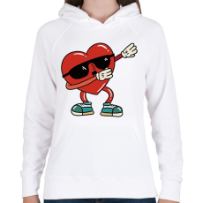 PRINTFASHION Szív dab - Női kapucnis pulóver - Fehér
