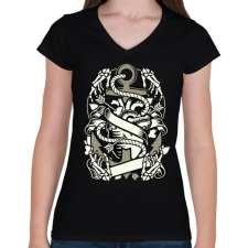 PRINTFASHION Szív és Horgony - Női V-nyakú póló - Fekete női póló