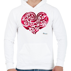 PRINTFASHION Szív - Férfi kapucnis pulóver - Fehér