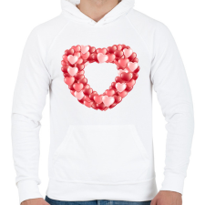 PRINTFASHION Szív - Férfi kapucnis pulóver - Fehér férfi pulóver, kardigán