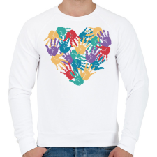 PRINTFASHION Szív kezekből - Férfi pulóver - Fehér férfi pulóver, kardigán
