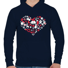 PRINTFASHION Szív Xmas - Férfi kapucnis pulóver - Sötétkék férfi pulóver, kardigán