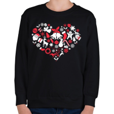 PRINTFASHION Szív Xmas - Gyerek pulóver - Fekete gyerek pulóver, kardigán