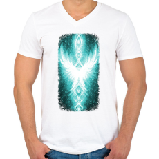 PRINTFASHION Szivárvány Híd - világoskék - Férfi V-nyakú póló - Fehér