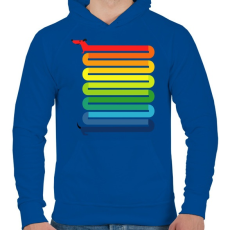 PRINTFASHION Szivárvány Kutya - Férfi kapucnis pulóver - Királykék