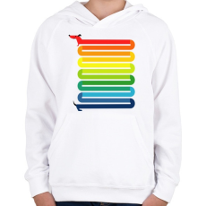 PRINTFASHION Szivárvány Kutya - Gyerek kapucnis pulóver - Fehér