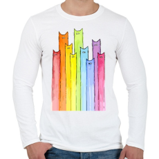 PRINTFASHION Szivárvány macskák - Férfi hosszú ujjú póló - Fehér