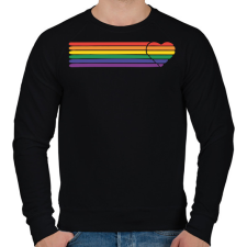 PRINTFASHION Szivárvány szív - Férfi pulóver - Fekete férfi pulóver, kardigán