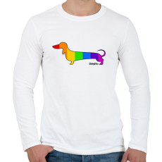 PRINTFASHION Szivárvány testű tacskó - Férfi hosszú ujjú póló - Fehér