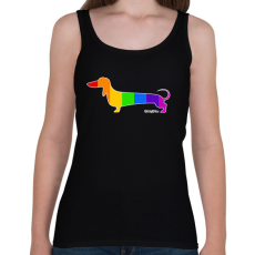 PRINTFASHION Szivárvány testű tacskó - Női atléta - Fekete