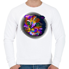 PRINTFASHION Szivárványcic - Férfi pulóver - Fehér férfi pulóver, kardigán