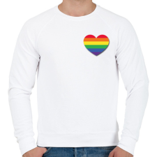 PRINTFASHION Szivárványos szív - Férfi pulóver - Fehér férfi pulóver, kardigán