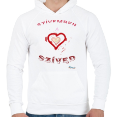 PRINTFASHION Szivben sziv - Férfi kapucnis pulóver - Fehér