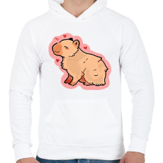 PRINTFASHION Szívecskés Capybara - Férfi kapucnis pulóver - Fehér