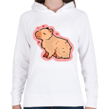 PRINTFASHION Szívecskés Capybara - Női kapucnis pulóver - Fehér női pulóver, kardigán