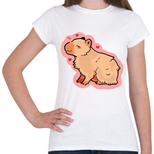PRINTFASHION Szívecskés Capybara - Női póló - Fehér női póló