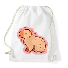 PRINTFASHION Szívecskés Capybara - Sportzsák, Tornazsák - Fehér tornazsák