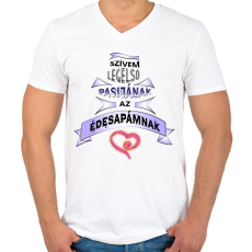 PRINTFASHION Szivem elsö pasija - Férfi V-nyakú póló - Fehér
