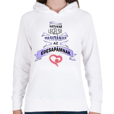 PRINTFASHION Szivem elsö pasija - Női kapucnis pulóver - Fehér