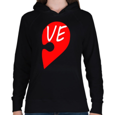 PRINTFASHION Szívem LOVE - Női kapucnis pulóver - Fekete