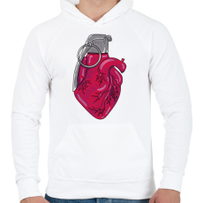 PRINTFASHION Szívgránát - Férfi kapucnis pulóver - Fehér